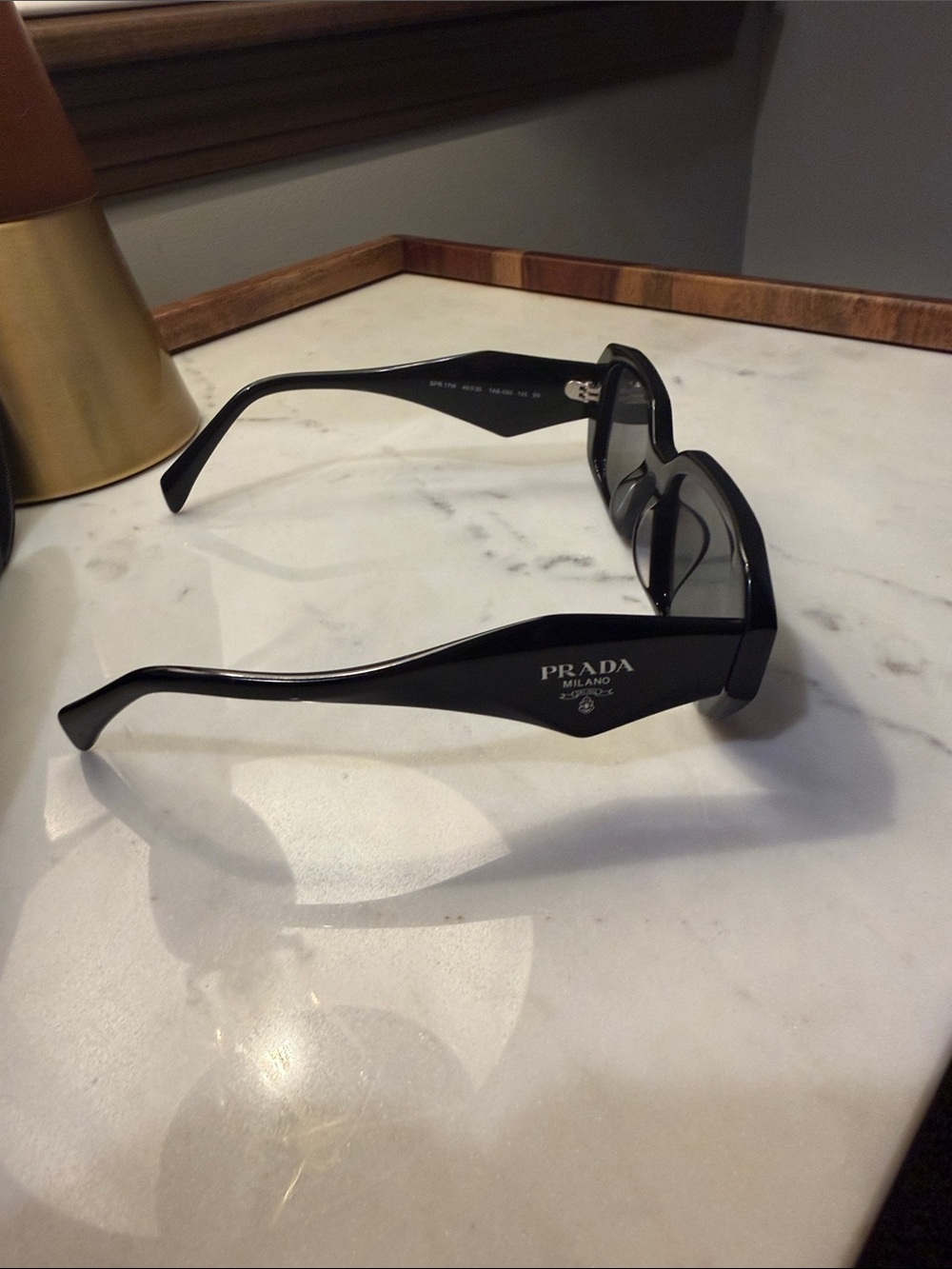 Prada Black Geometric Frame Sunglasses - Picture 8 of 12